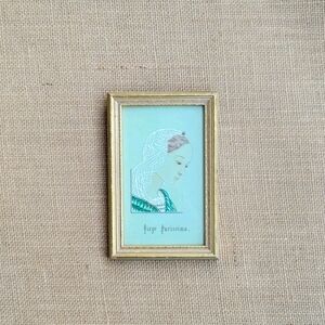 Vintage Religious Framed Wall Art Of Virgin Mary: Virgo Purissima